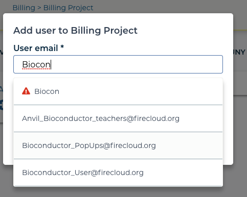 Add User to Billing Project