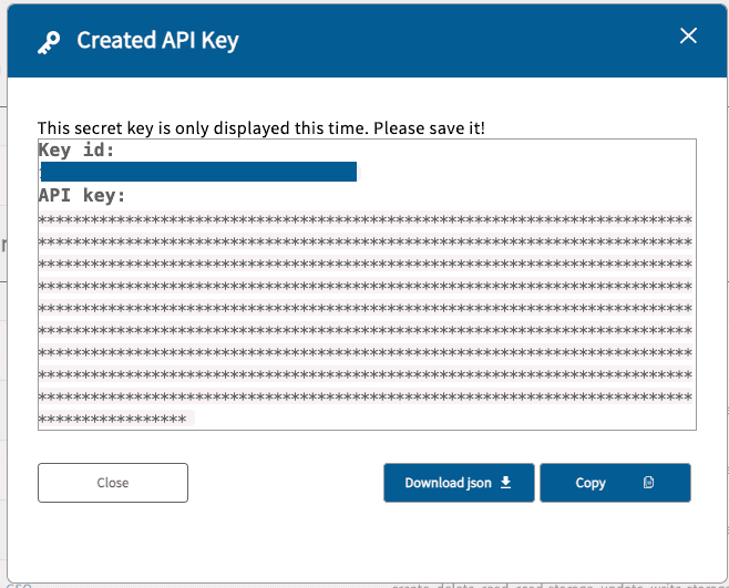 API key creation