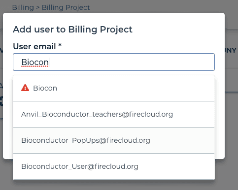 Add User to Billing Project